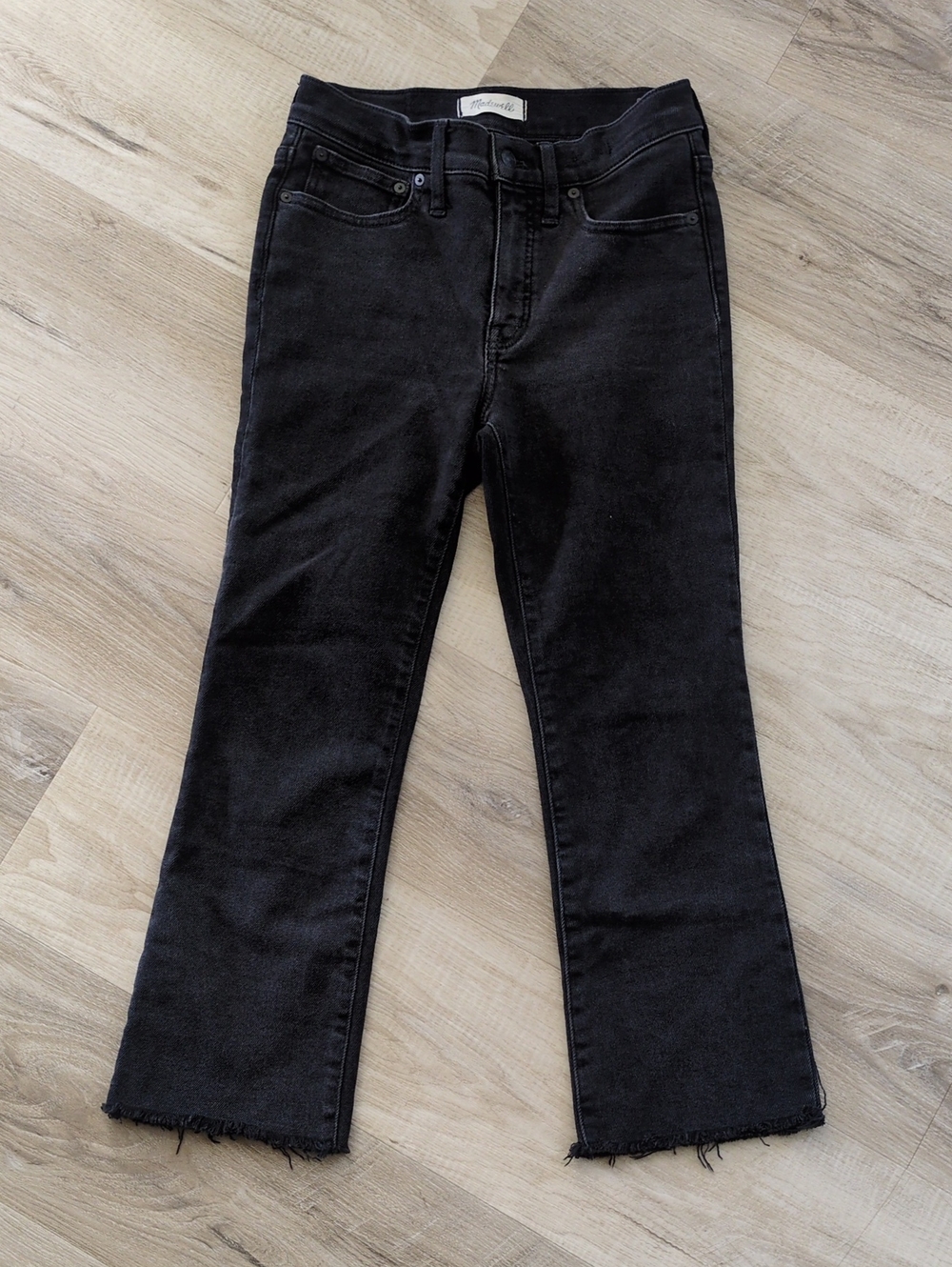 Madewell Black Cali Demi-Boot Jeans with Raw Hem